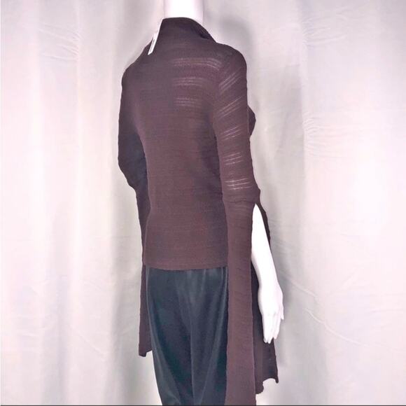 LA Made xRevolve Brown Semi-sheer Stripe Bat-wing Knit Mock Neck Sweater SzS - Picture 8 of 16
